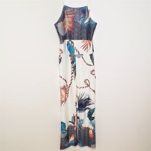 NWT Peacock Feathers design Jumpsuit